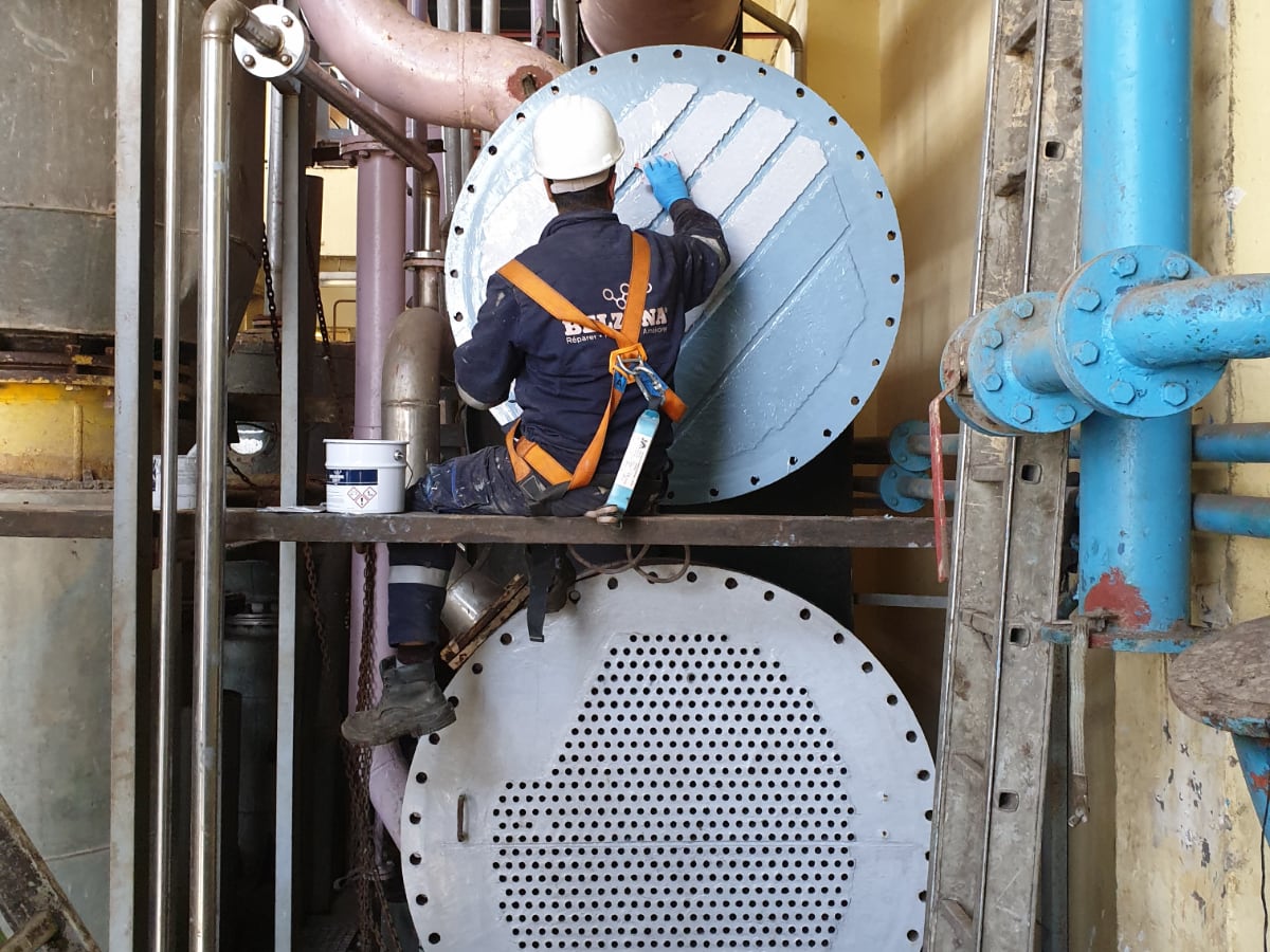 Heat exchanger repair and protection using Belzona 1391T