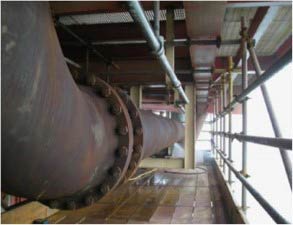 Canalisation haute température souffrant de vaste corrosion sous isolation (CUI) en mer