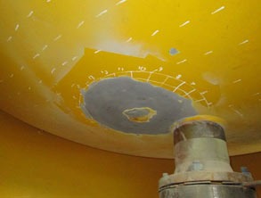 Corrosão de vaso com água do mar – depois da preparação da superfície