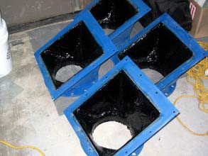 Ytbehandlad med Belzona 2111 (D&A Hi-Build Elastomer)