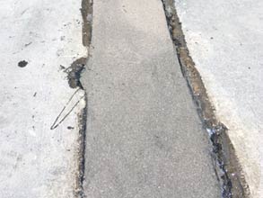 A conduit gap restored with Belzona 4124 and aggregate