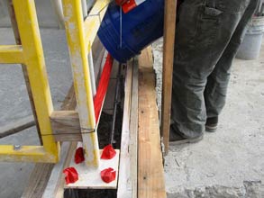 Pouring Belzona 4124 to rebuild a wall 