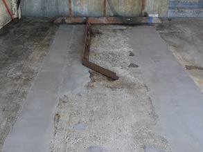 Deteriorated concrete of an unloading area repaired with Belzona 4124 and overcoated with Belzona 4131