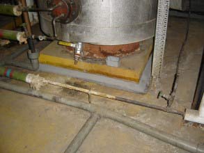 Leaking floor in a boiler plant room of a hospital