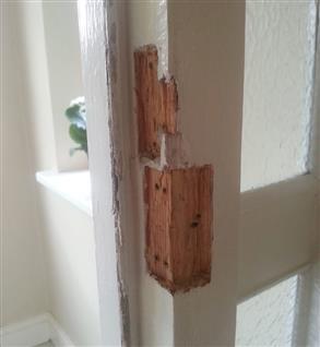Damaged door frame